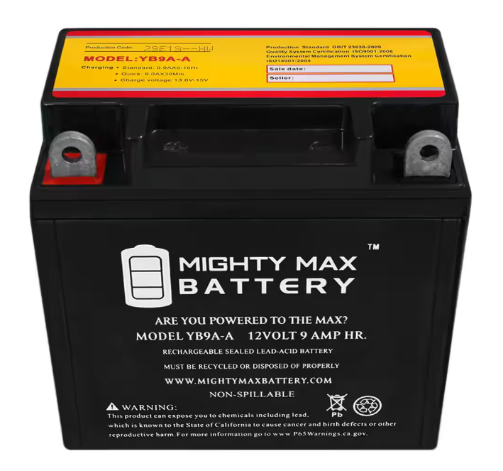 MIGHTY MAX BATTERY 12-Volt 9 Ah 130 CCA Rechargeable Sealed Lead Acid (SLA) Powersport Battery