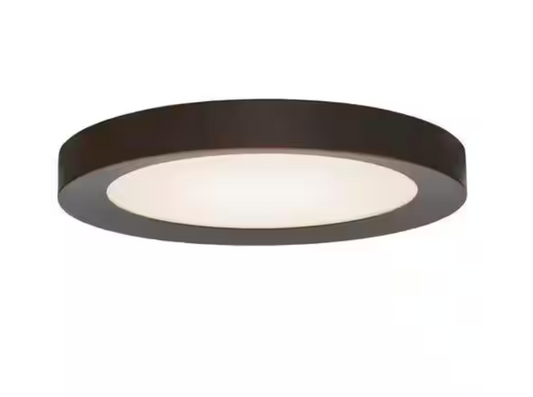 Home Decorators Collection Calloway 19 in. Matte Black Concave Selectable LED Flush Mount