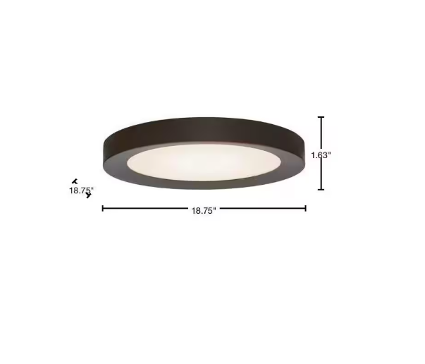 Home Decorators Collection Calloway 19 in. Matte Black Concave Selectable LED Flush Mount