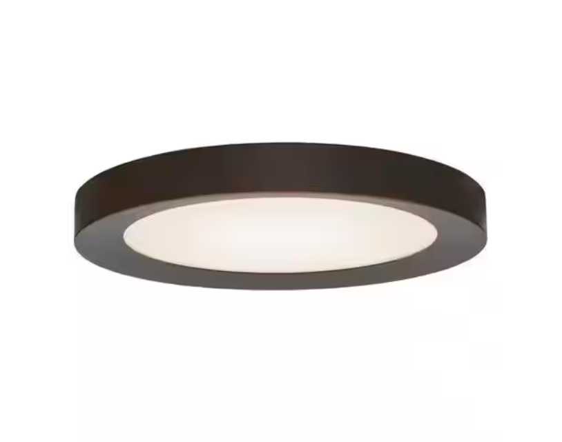 Home Decorators Collection Calloway 19 in. Matte Black Concave Selectable LED Flush Mount