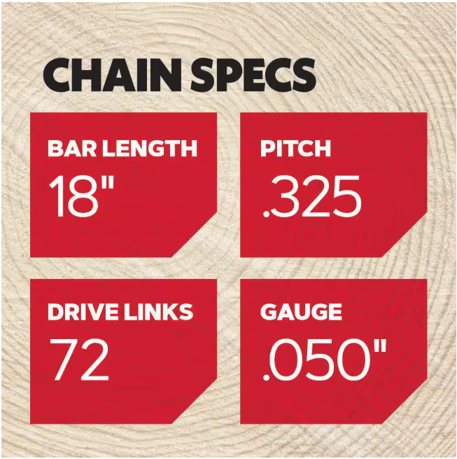Oregon M72 Chainsaw Chain for 18 in. Bar, Fits Echo, Husqvarna, Dolmar, Jonsered, Craftsman, Makita and others