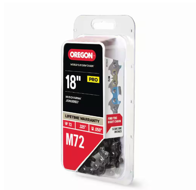 Oregon M72 Chainsaw Chain for 18 in. Bar, Fits Echo, Husqvarna, Dolmar, Jonsered, Craftsman, Makita and others