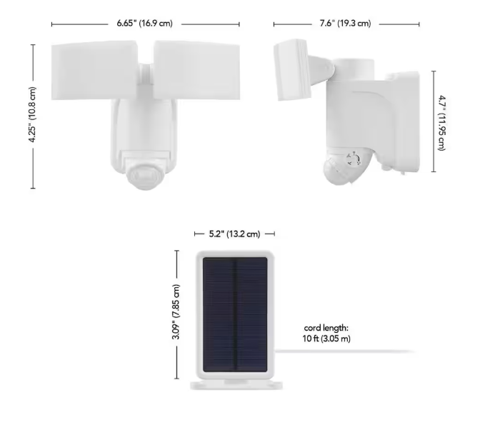 Defiant 180° White Motion Sensor Solar Powered Outdoor 2-Head LED Security Flood Light 1400 Lumens