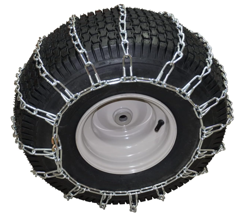 OakTen Set of 2 Tire Chains for Lawn Garden Tractors Mowers and Rider, 2-Link, Fits for Tire Size 22x9.5x12 22x11x10 23x10x12