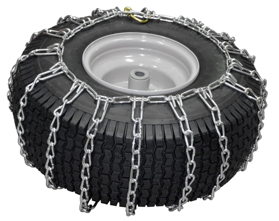 OakTen Set of 2 Tire Chains for Lawn Garden Tractors Mowers and Rider, 2-Link, Fits for Tire Size 22x9.5x12 22x11x10 23x10x12