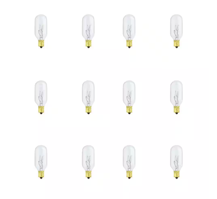 Feit Electric 15-Watt T7N Dimmable Intermediate E17 Base Incandescent Appliance Light Bulb, Soft White 2700K (12-Pack)