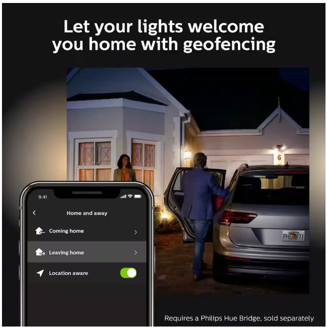 Philips Hue White Outdoor PAR38 LED 120W Equivalent Waterproof Dimmable Smart Wireless Flood Light Bulb (2 Pack)
