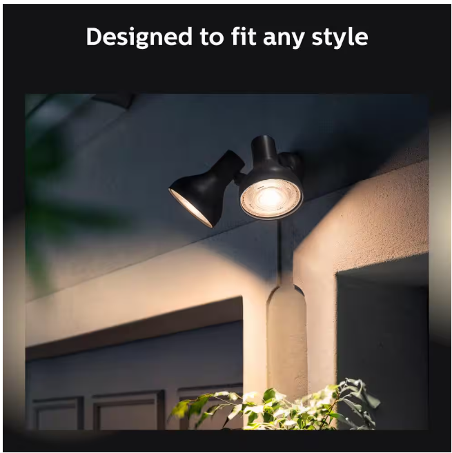 Philips Hue White Outdoor PAR38 LED 120W Equivalent Waterproof Dimmable Smart Wireless Flood Light Bulb (2 Pack)
