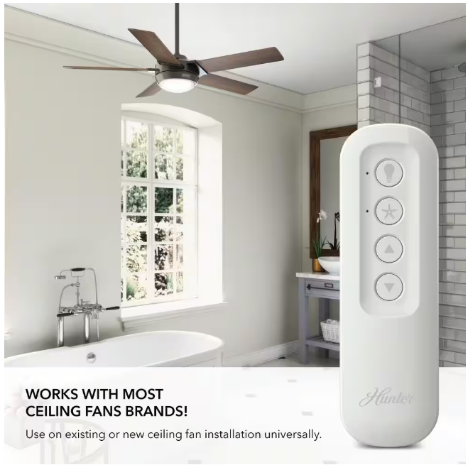 Hunter Universal 3 Speed Damp Rated Ceiling Fan Handheld Remote Control White