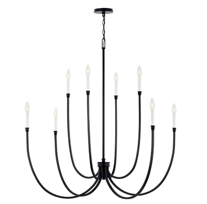 KICHLER Malene 45.25 in. 8-Light Black Traditional Candle Foyer Chandelier for Dining Room