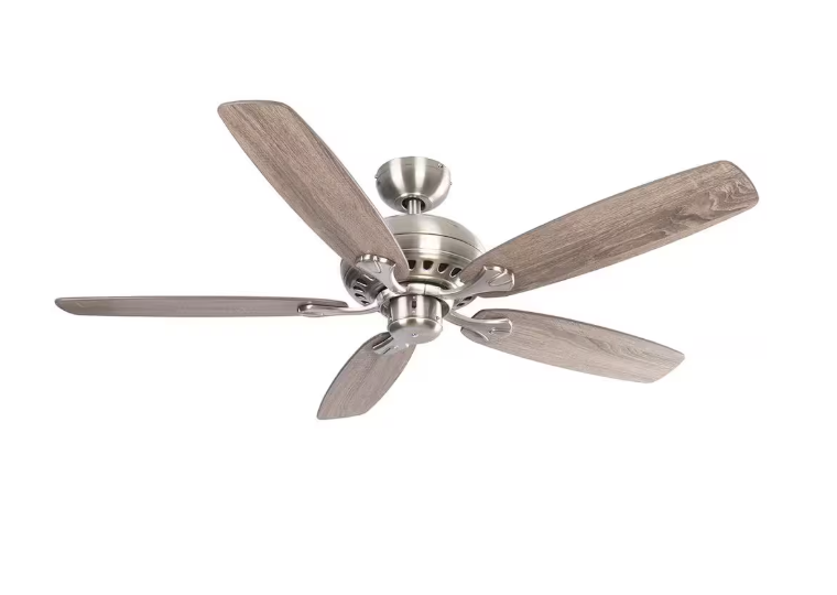 Hampton Bay Southwind II 52 in. Indoor LED Brushed Nickel Ceiling Fan with Light Kit, Reversible Blades and Remote Control