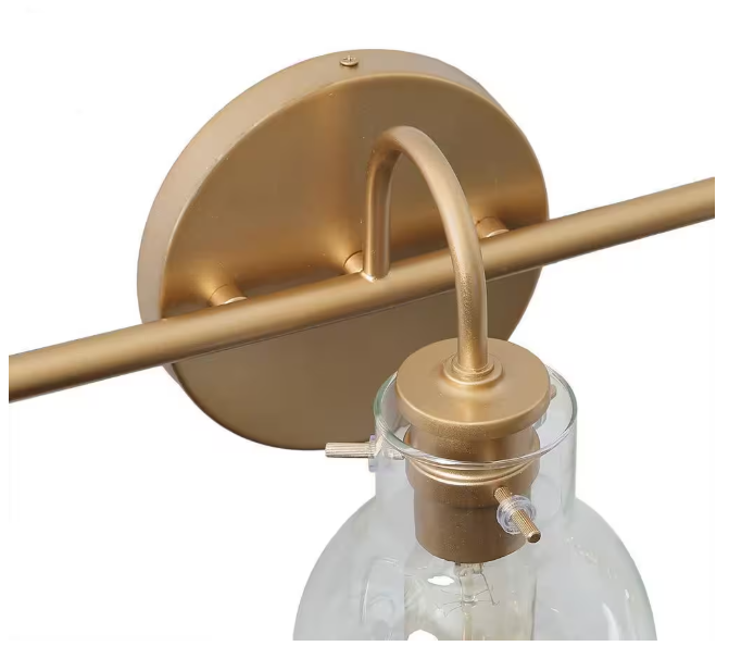 LNC Robb Modern 3-Light Gold Bathroom Vanity Light Interior Powder Room Lighting with Clear Globe Shades