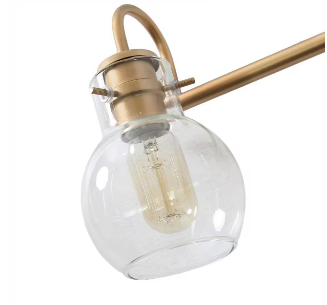 LNC Robb Modern 3-Light Gold Bathroom Vanity Light Interior Powder Room Lighting with Clear Globe Shades