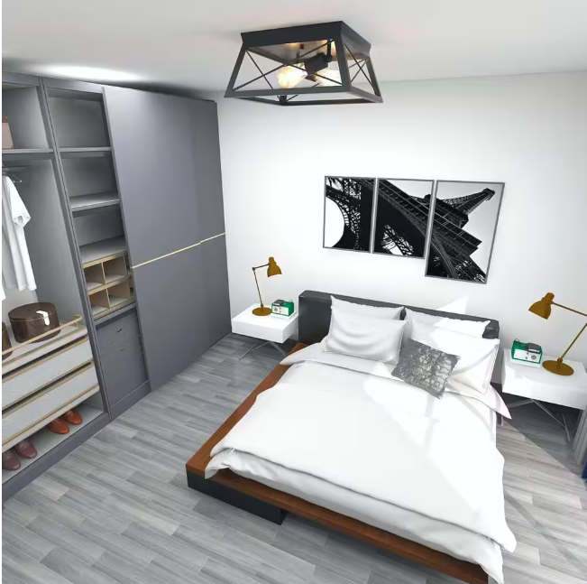 Dawn 2-Light Matte Black Farmhouse Caged Square Ceiling Light Flush Mount for Hallway Bedroom Kitchen