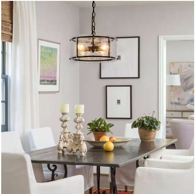 EDISLIVE Chloe 3-Light 11.8 in. Water Glass Black Chandelier for Dinning Room