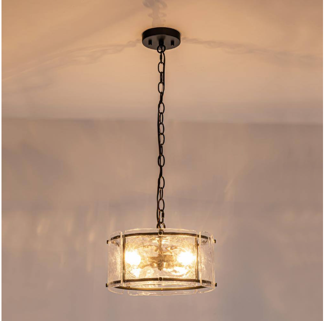 EDISLIVE Chloe 3-Light 11.8 in. Water Glass Black Chandelier for Dinning Room