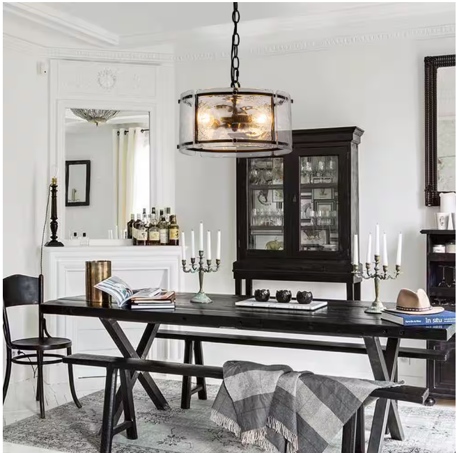 EDISLIVE Chloe 3-Light 11.8 in. Water Glass Black Chandelier for Dinning Room