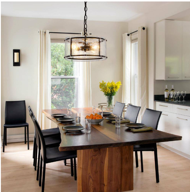 EDISLIVE Chloe 3-Light 11.8 in. Water Glass Black Chandelier for Dinning Room