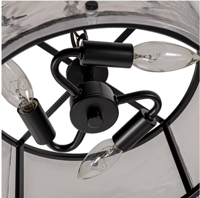 EDISLIVE Chloe 3-Light 11.8 in. Water Glass Black Chandelier for Dinning Room