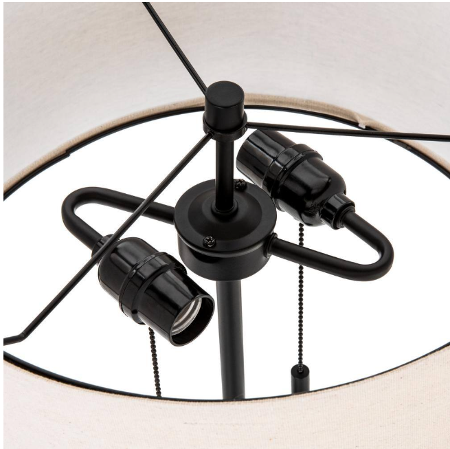 Merra 24 in. Black Table and Desk Lamps with USB Ports and Twin Lights (Set of 2)