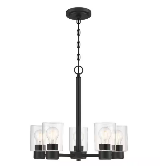 Westinghouse Sylvestre 5-Lights Matte Black Chandelier with Clear Glass