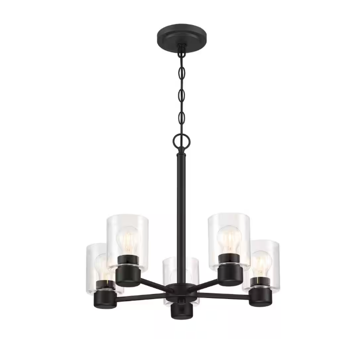 Westinghouse Sylvestre 5-Lights Matte Black Chandelier with Clear Glass
