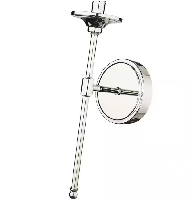 Z-Lite Emily 5.5 in. 1-Light Polished Nickel Wall Sconce with Off White Cloth Cover Shade