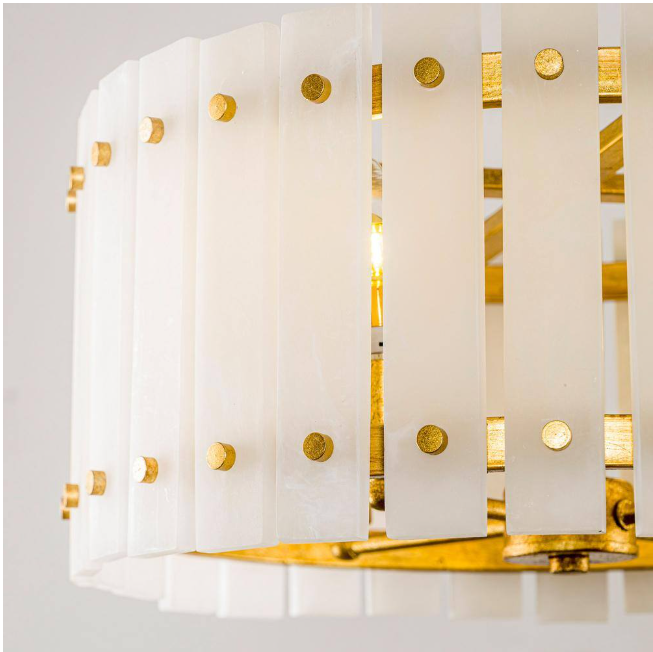 Flint Garden 17.7 in. 4-Light Modern Drum Semi-Flush Mount Ceiling Light with Marble Shade