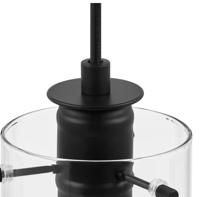 Hampton Bay Regan 3-Light Matte Black Pendant Hanging Light with Clear Glass Shades, Industrial Kitchen Pendant Lighting