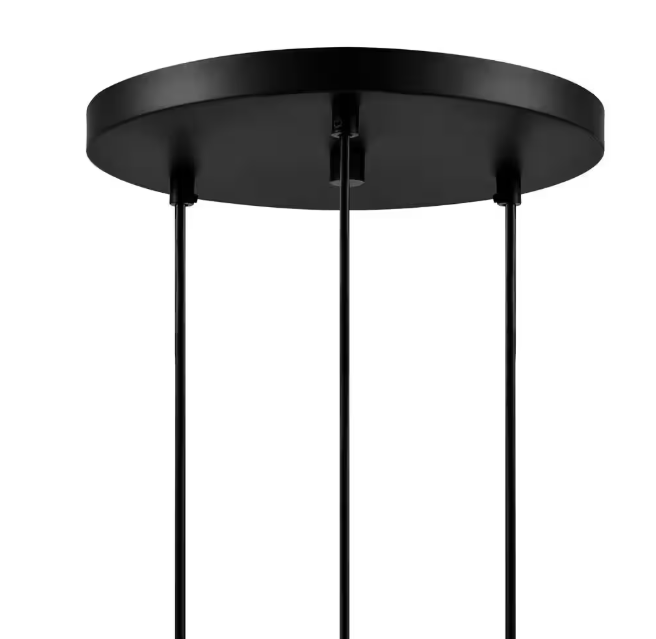 Hampton Bay Regan 3-Light Matte Black Pendant Hanging Light with Clear Glass Shades, Industrial Kitchen Pendant Lighting