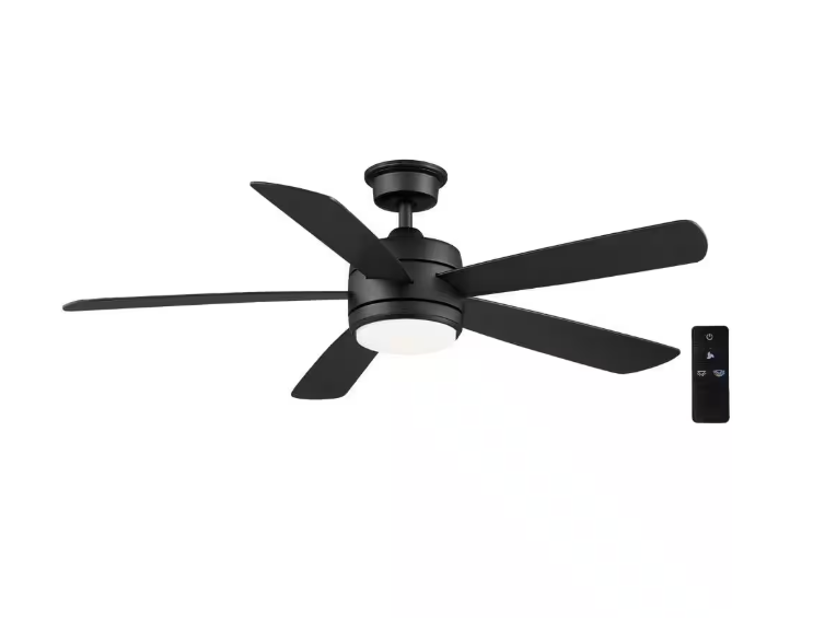 Hampton Bay Averly 52 in. Indoor Matte Black Ceiling Fan with Adjustable White Integrated LED with Remote Control Included