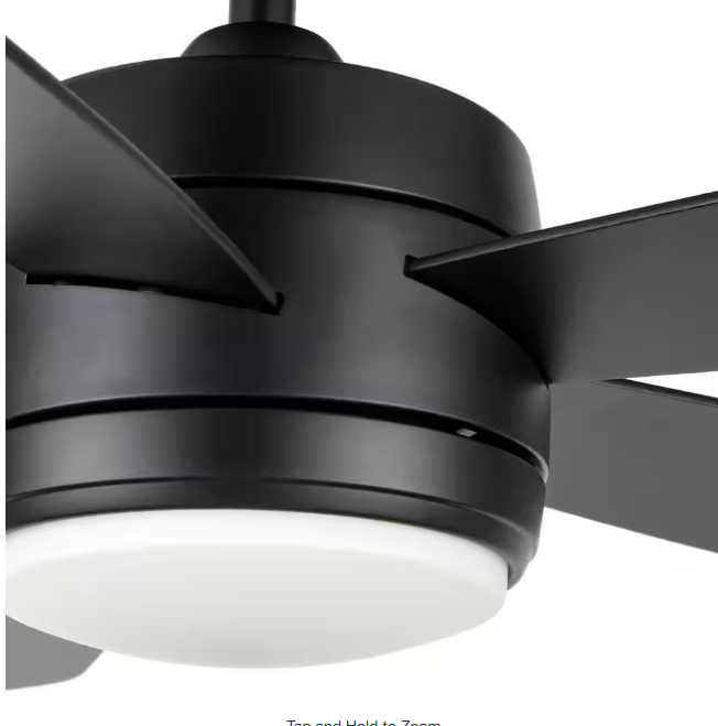 Hampton Bay Averly 52 in. Indoor Matte Black Ceiling Fan with Adjustable White Integrated LED with Remote Control Included