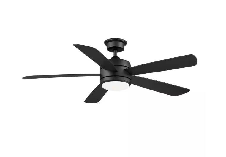 Hampton Bay Averly 52 in. Indoor Matte Black Ceiling Fan with Adjustable White Integrated LED with Remote Control Included