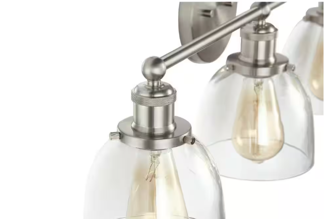 Home Decorators Collection Evelyn 37.5 in. 4-Light Brushed Nickel Industrial Vanity with Clear Glass Shades