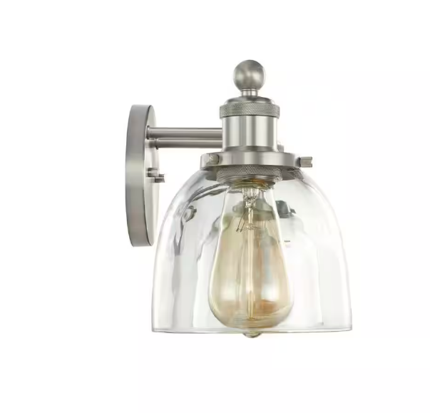 Home Decorators Collection Evelyn 37.5 in. 4-Light Brushed Nickel Industrial Vanity with Clear Glass Shades