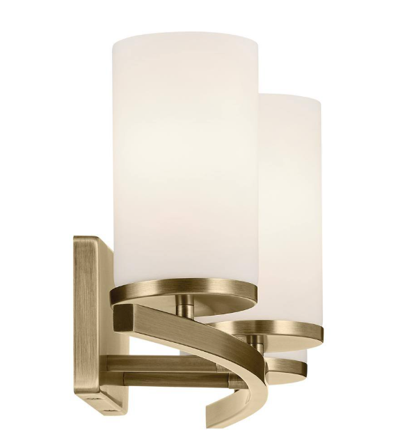 KICHLER Crosby 23 in. 3-Light Natural Brass Contemporary Bathroom Vanity Light with Satin Etched Opal Glass