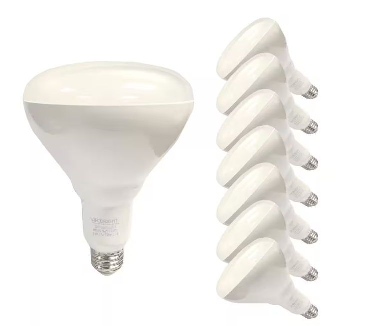 Viribright 75-Watt Equivalent 13-Watt BR40 E26 Medium Base Dimmable LED Light Bulb 2700K (8-Pack)