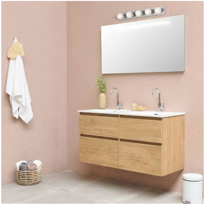 Volume Lighting 5-Light Indoor Chrome Movie Beauty Makeup Hollywood Bath or Vanity Light Bar Wall Mount or Wall Sconce