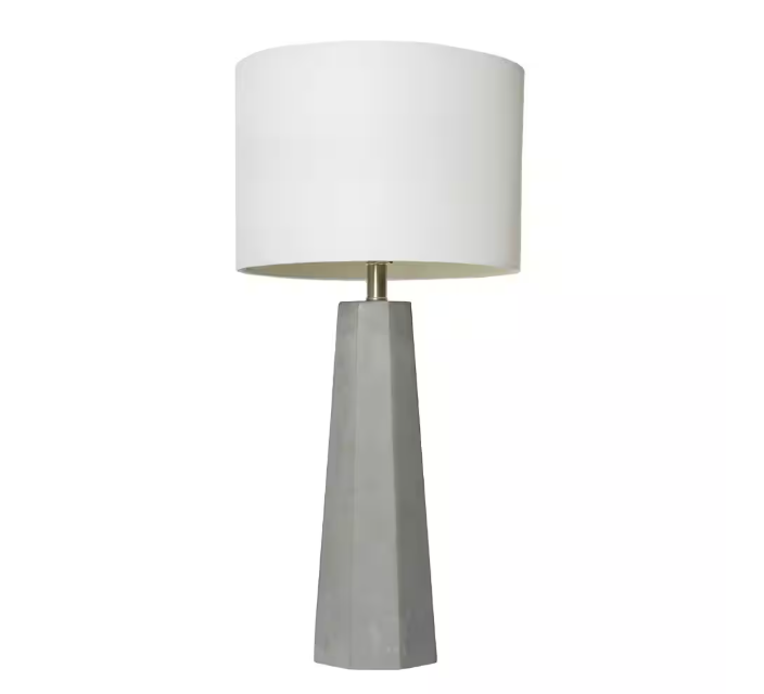 Elegant Designs 30.5 in. White Concrete Table Lamp with Fabric Shade