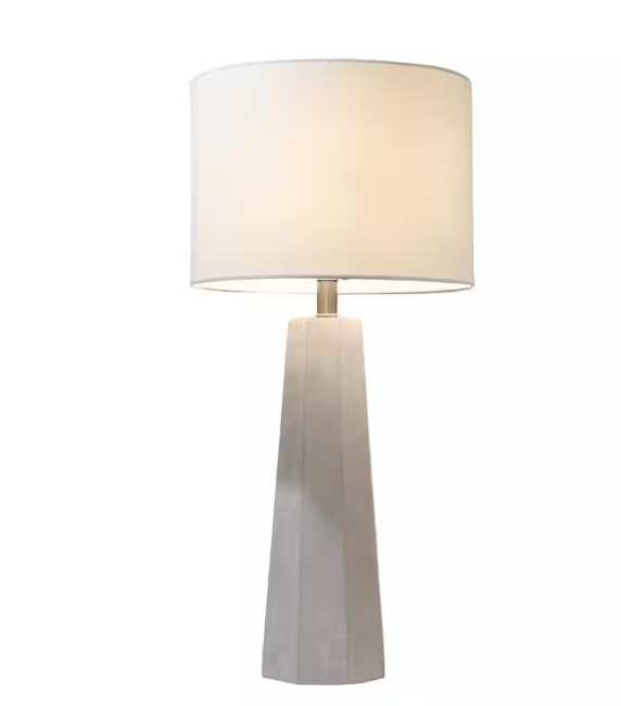 Elegant Designs 30.5 in. White Concrete Table Lamp with Fabric Shade