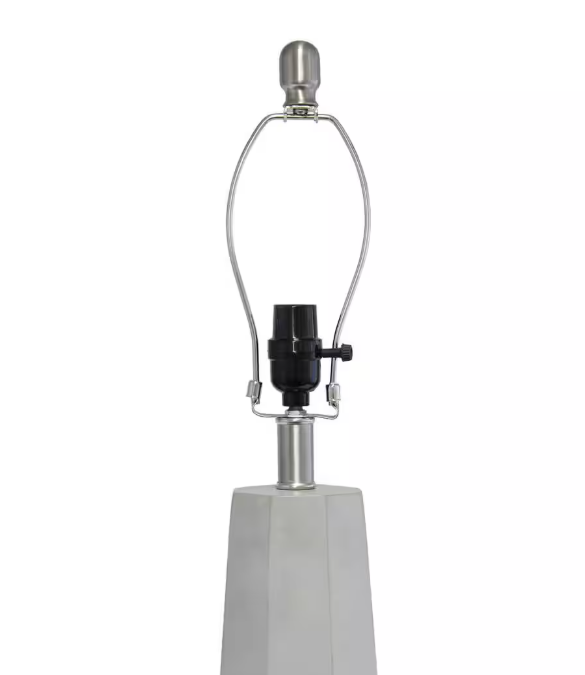 Elegant Designs 30.5 in. White Concrete Table Lamp with Fabric Shade