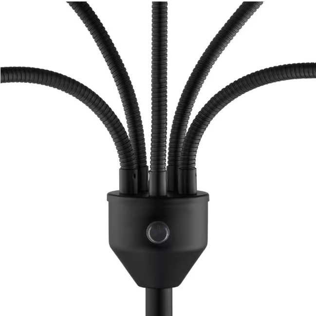 Hampton Bay 67 in. 5-Light Black Gooseneck Floor Lamp with Multi-Color Acrylic Shades