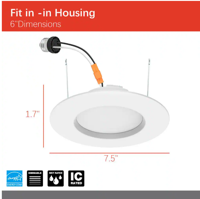 Commercial Electric 5/6 in. Integrated LED Recessed Retrofit Light Trim with Selectable Color Temperature, (12-Pack)