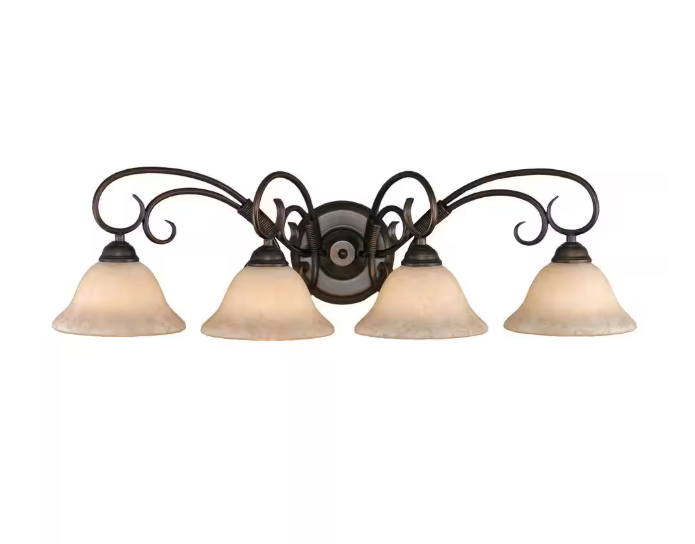Golden Lighting Homestead Collection 4-Light Rubbed Bronze Bath Vanity Light