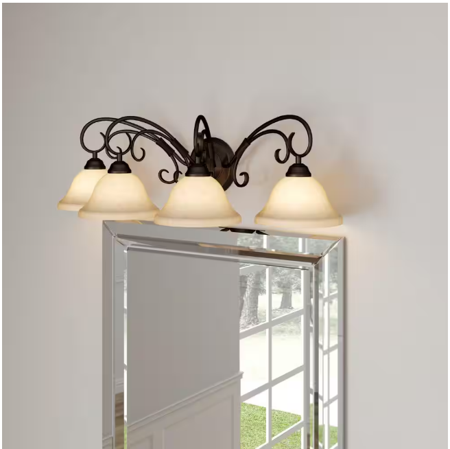 Golden Lighting Homestead Collection 4-Light Rubbed Bronze Bath Vanity Light