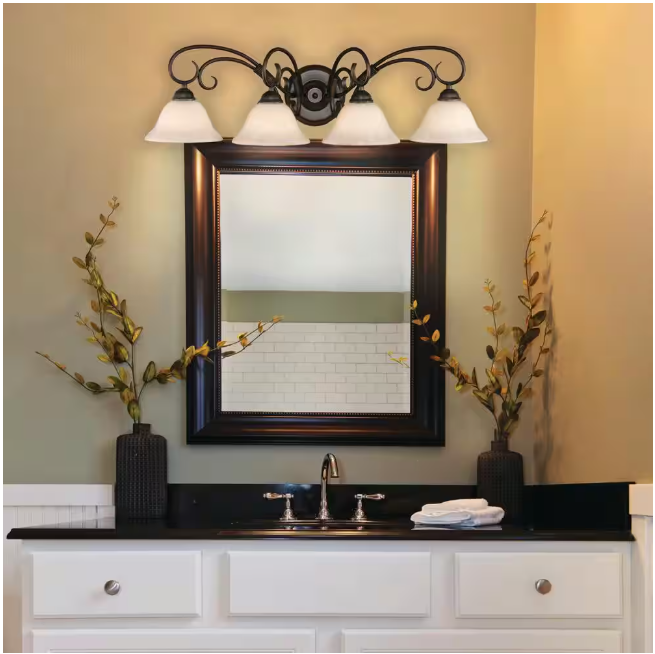Golden Lighting Homestead Collection 4-Light Rubbed Bronze Bath Vanity Light