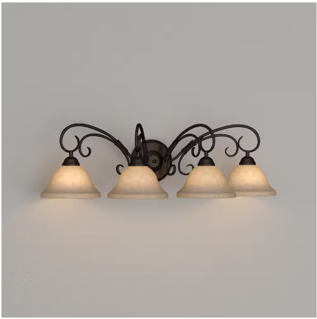 Golden Lighting Homestead Collection 4-Light Rubbed Bronze Bath Vanity Light