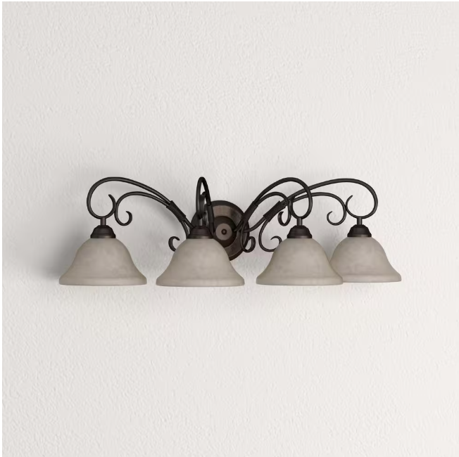 Golden Lighting Homestead Collection 4-Light Rubbed Bronze Bath Vanity Light