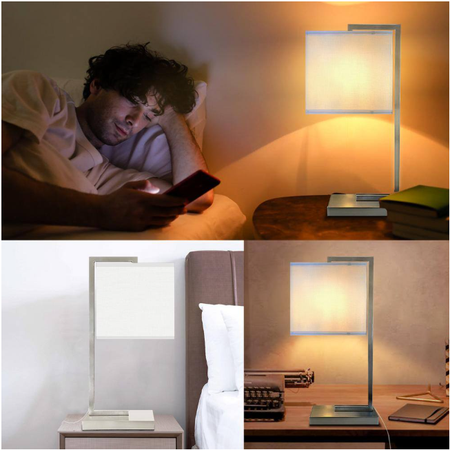 Cedar Hill 19 in. Brushed Nickel Table Lamp with In-Line Switch