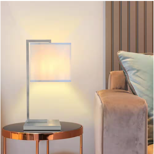 Cedar Hill 19 in. Brushed Nickel Table Lamp with In-Line Switch